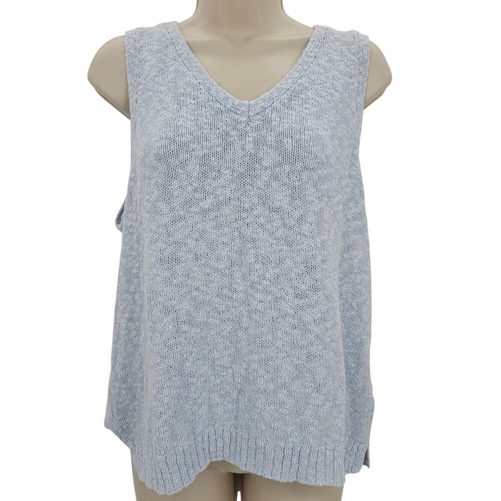 J. Crew Womans size XL V-Neck Slub Beach Sweater Vest Tank Shell Blue BR812 NEW